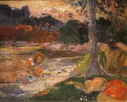 Paul Gauguin Tahitians on the Riverbank oil painting reproduction